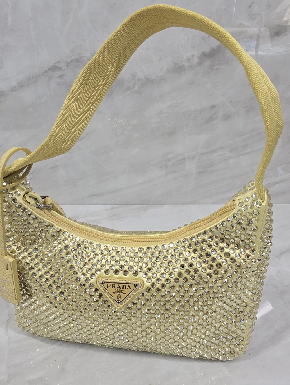 Prada Yellow Crystal-Embellished Shoulder Bag - Picture 7 of 14